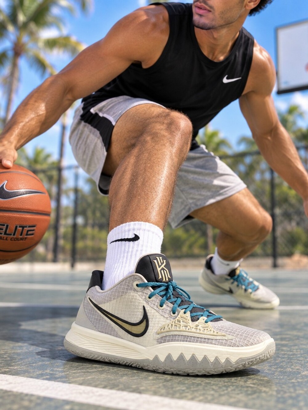 Nike Kyrie Low 4 Grey Fog Sapphire Men’s 10.5 Basketball Shoes CW3985-004